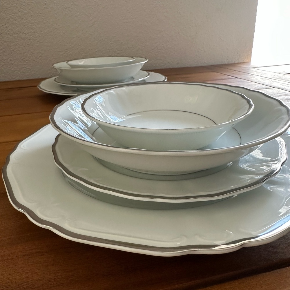 Vintage Harmony House Silver Sonata Fine China Set of 10, Service for 2